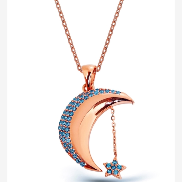 🆕MOON NECKLACE RHODIUM ZIRCON NECKLACE - Picture 3 of 3